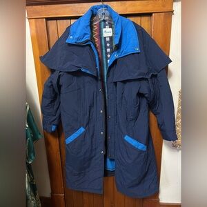 Vintage winter trench coat with patterned vest